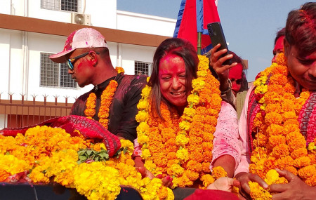 कैलाली १ बाट प्रतिनिधि सभा सदस्य निर्वाचित भएकी नागरिक उन्मुक्ति पार्टीकी रञ्जिता श्रेष्ठ।